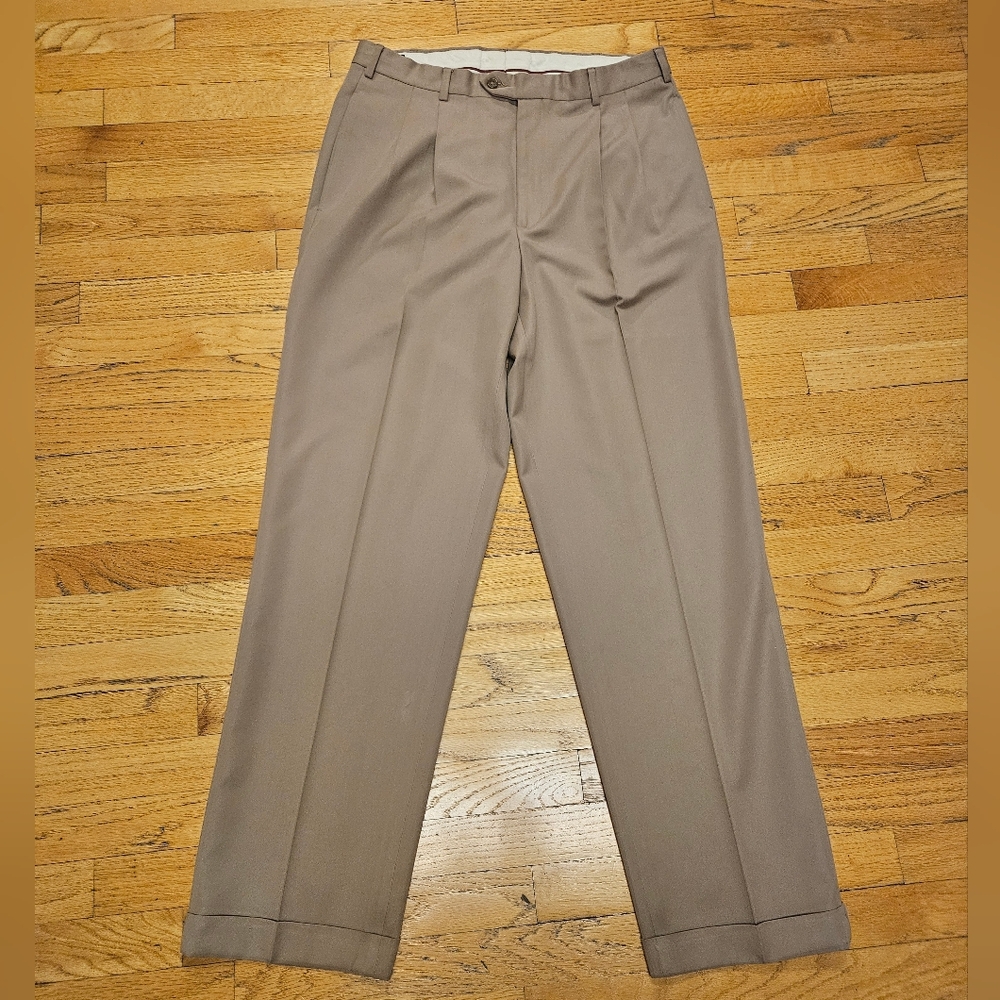 Vintage Botany 500 Pleated And Cuffed Men's Dress Pants Tan Size 34x33